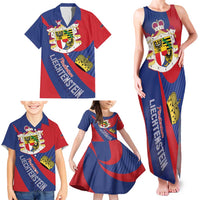 Liechtenstein Family Matching Tank Maxi Dress and Hawaiian Shirt Coat Of Arms Blue Red Color - Wonder Print Shop