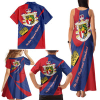Liechtenstein Family Matching Tank Maxi Dress and Hawaiian Shirt Coat Of Arms Blue Red Color - Wonder Print Shop