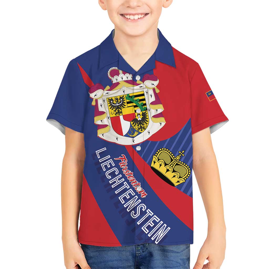 Liechtenstein Family Matching Tank Maxi Dress and Hawaiian Shirt Coat Of Arms Blue Red Color - Wonder Print Shop