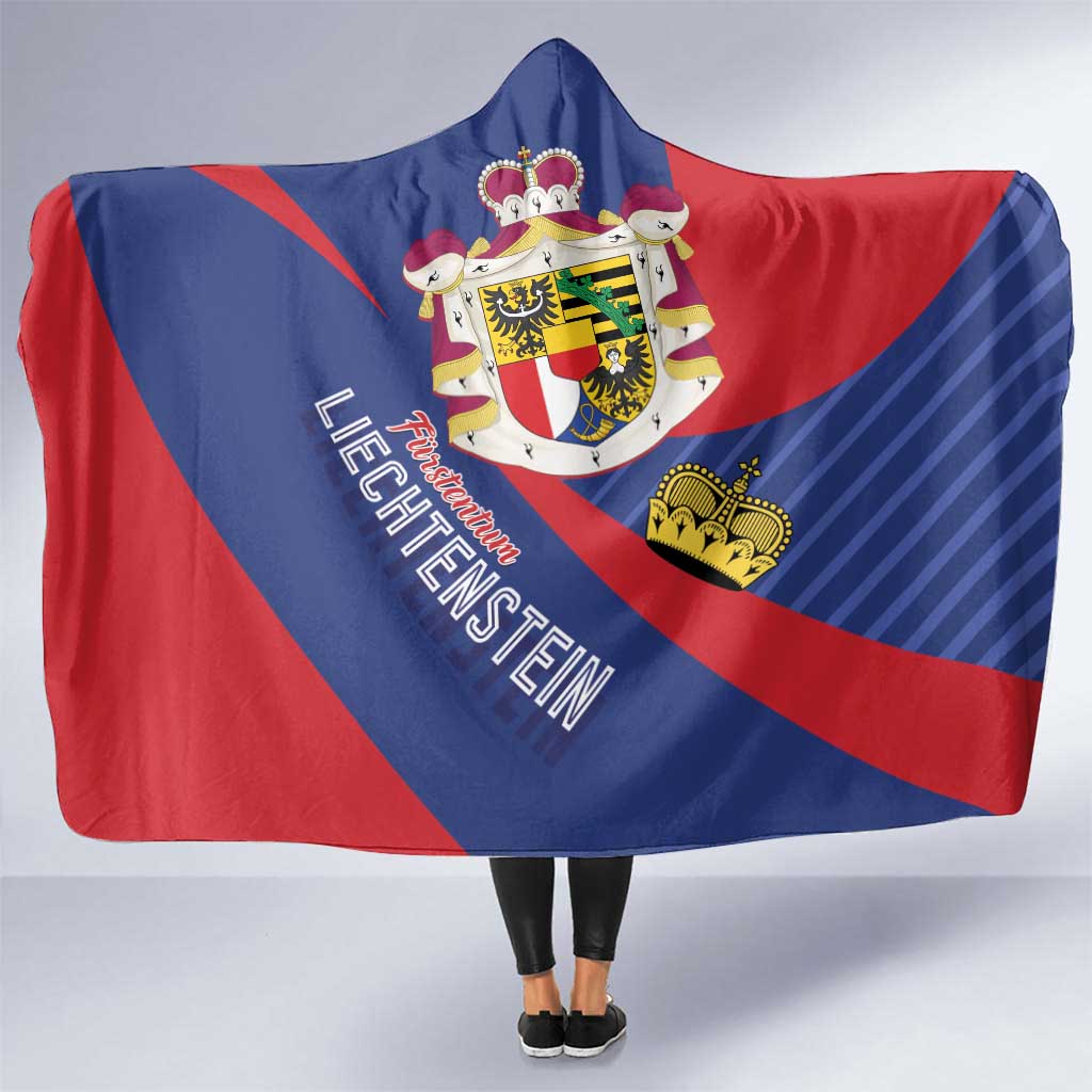 Liechtenstein Hooded Blanket Coat Of Arms Blue Red Color