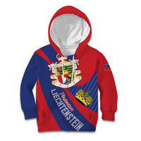 Liechtenstein Kid Hoodie Coat Of Arms Blue Red Color - Wonder Print Shop