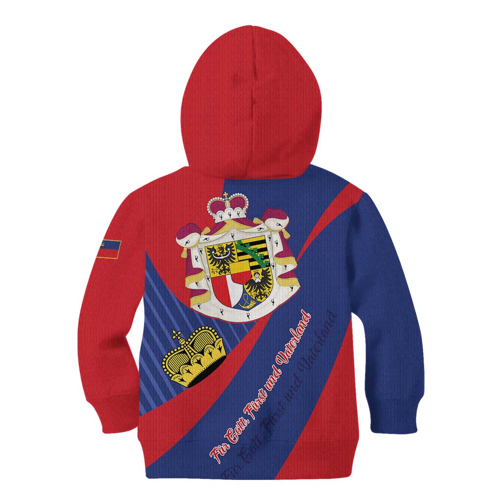 Liechtenstein Kid Hoodie Coat Of Arms Blue Red Color - Wonder Print Shop