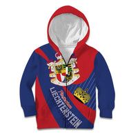 Liechtenstein Kid Hoodie Coat Of Arms Blue Red Color - Wonder Print Shop
