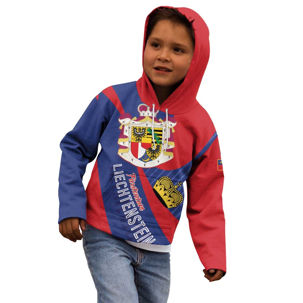 Liechtenstein Kid Hoodie Coat Of Arms Blue Red Color - Wonder Print Shop