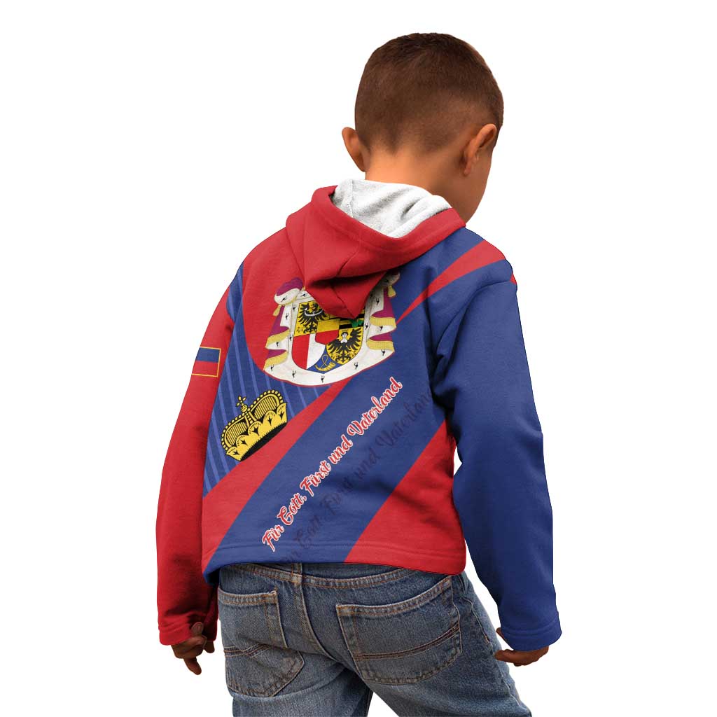 Liechtenstein Kid Hoodie Coat Of Arms Blue Red Color - Wonder Print Shop