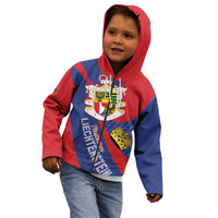 Liechtenstein Kid Hoodie Coat Of Arms Blue Red Color - Wonder Print Shop