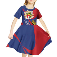 Liechtenstein Kid Short Sleeve Dress Coat Of Arms Blue Red Color - Wonder Print Shop