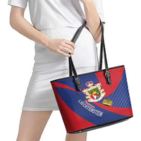 Liechtenstein Leather Tote Bag Coat Of Arms Blue Red Color - Wonder Print Shop
