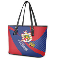 Liechtenstein Leather Tote Bag Coat Of Arms Blue Red Color - Wonder Print Shop