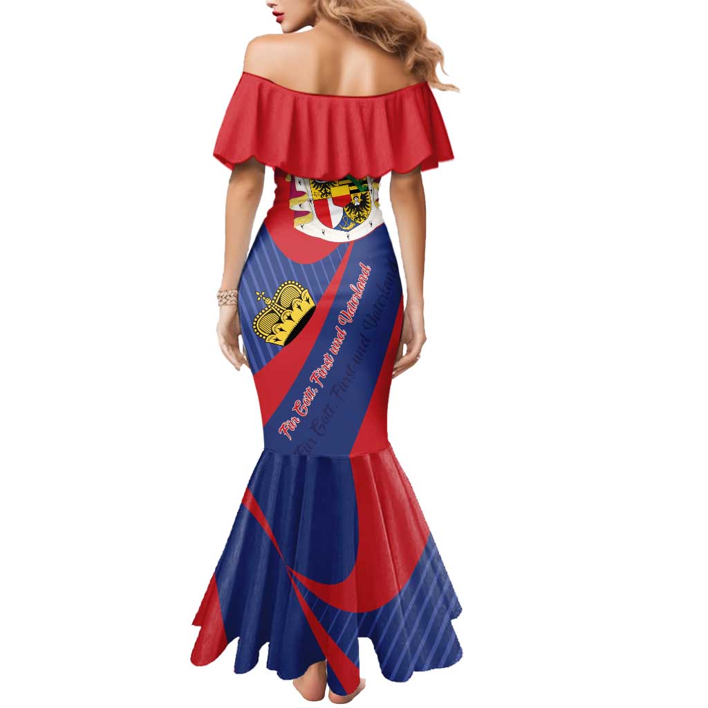Liechtenstein Mermaid Dress Coat Of Arms Blue Red Color - Wonder Print Shop