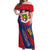 Liechtenstein Off Shoulder Maxi Dress Coat Of Arms Blue Red Color - Wonder Print Shop