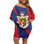 Liechtenstein Off Shoulder Short Dress Coat Of Arms Blue Red Color - Wonder Print Shop
