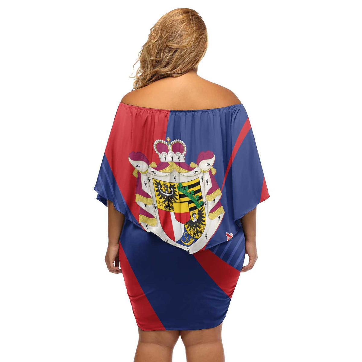 Liechtenstein Off Shoulder Short Dress Coat Of Arms Blue Red Color - Wonder Print Shop