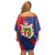 Liechtenstein Off Shoulder Short Dress Coat Of Arms Blue Red Color - Wonder Print Shop