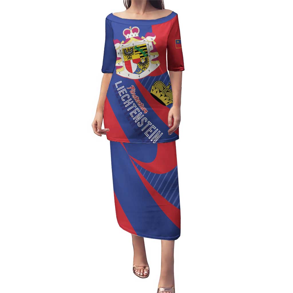 Liechtenstein Puletasi Coat Of Arms Blue Red Color - Wonder Print Shop
