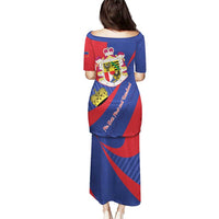 Liechtenstein Puletasi Coat Of Arms Blue Red Color - Wonder Print Shop