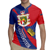 Liechtenstein Rugby Jersey Coat Of Arms Blue Red Color - Wonder Print Shop