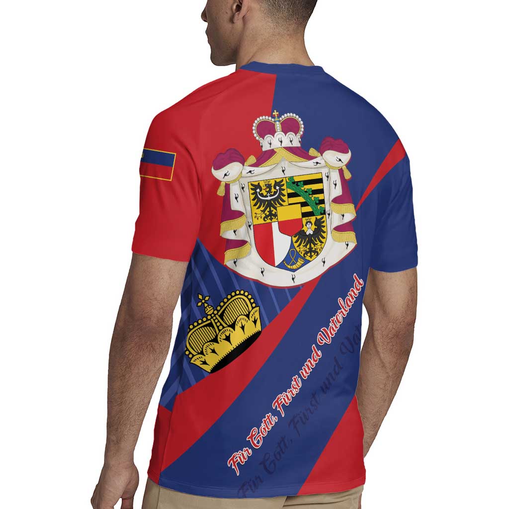 Liechtenstein Rugby Jersey Coat Of Arms Blue Red Color - Wonder Print Shop