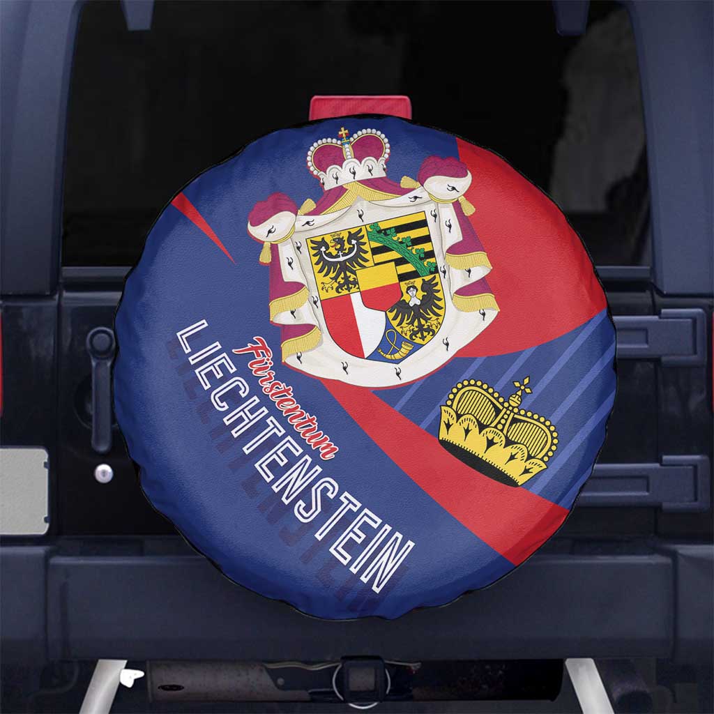 Liechtenstein Spare Tire Cover Coat Of Arms Blue Red Color - Wonder Print Shop