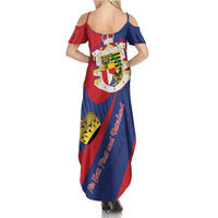 Liechtenstein Summer Maxi Dress Coat Of Arms Blue Red Color - Wonder Print Shop