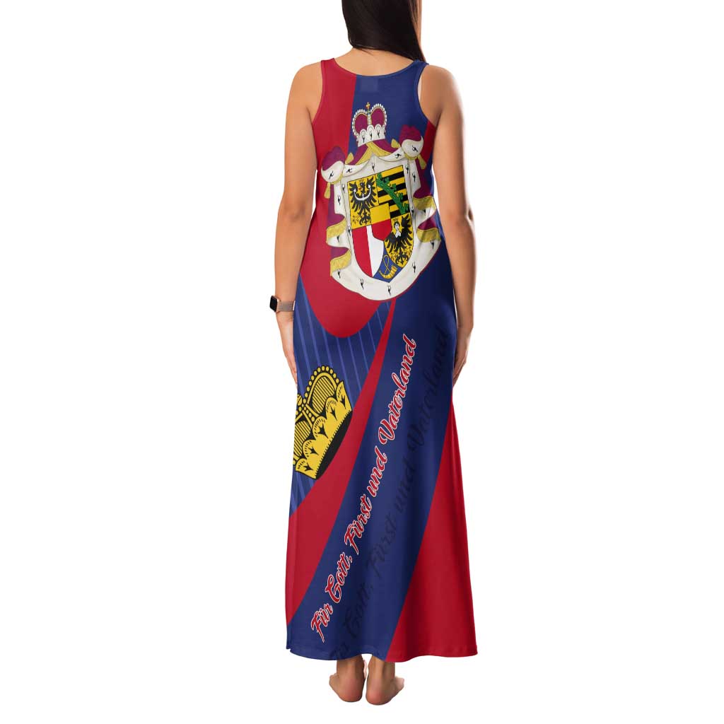 Liechtenstein Tank Maxi Dress Coat Of Arms Blue Red Color - Wonder Print Shop