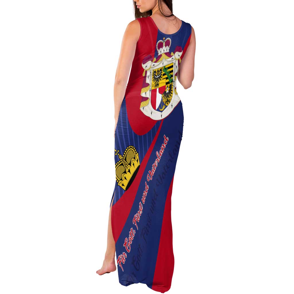 Liechtenstein Tank Maxi Dress Coat Of Arms Blue Red Color - Wonder Print Shop
