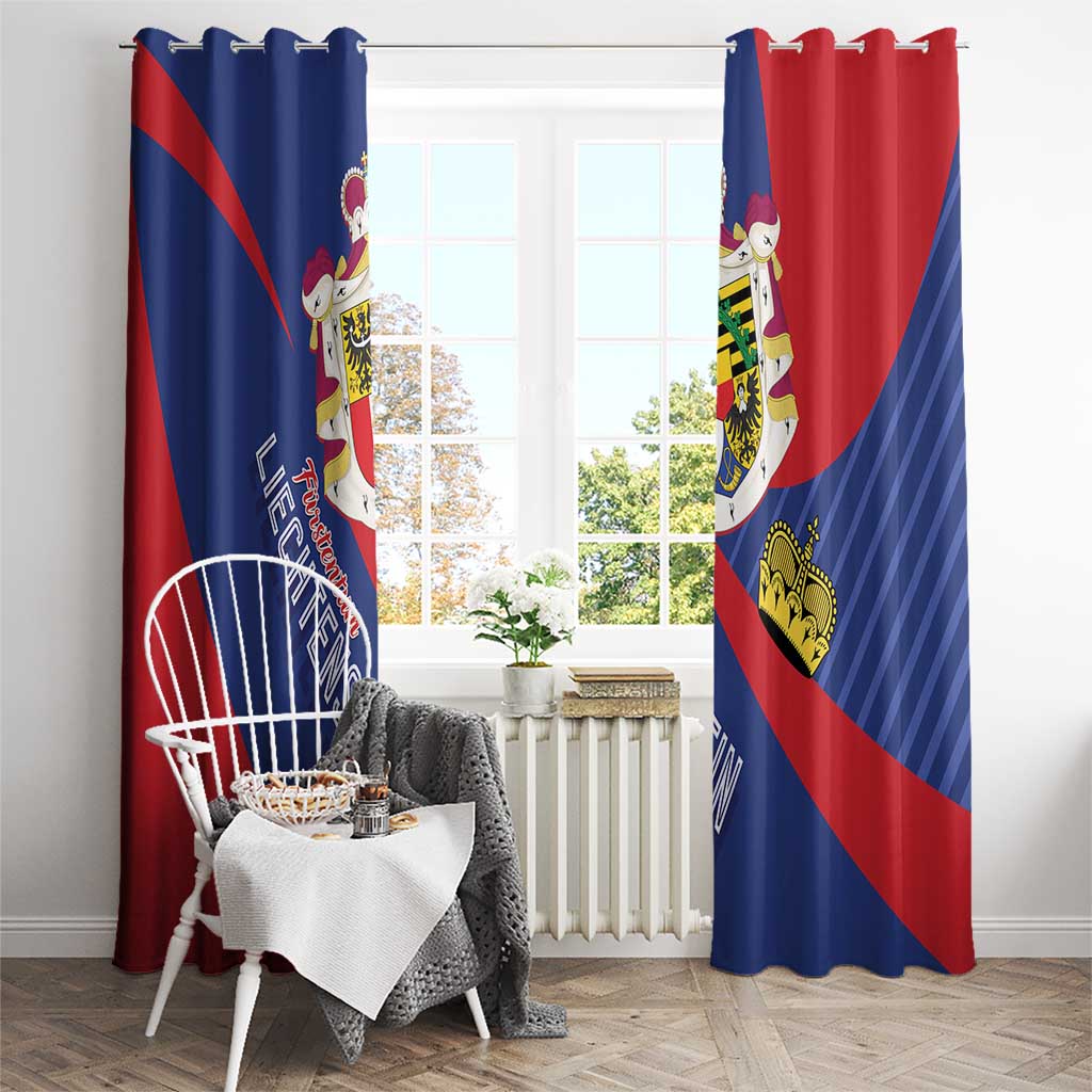Liechtenstein Window Curtain Coat Of Arms Blue Red Color - Wonder Print Shop