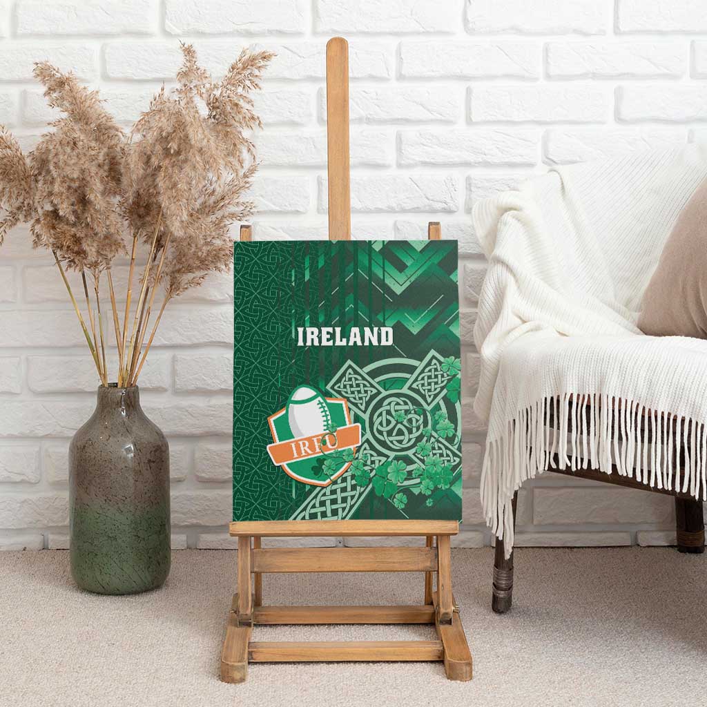 Ireland 2024 Rugby Canvas Wall Art Irish Shamrock Celtic Cross - Wonder Print Shop