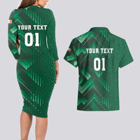 Ireland 2024 Rugby Couples Matching Long Sleeve Bodycon Dress and Hawaiian Shirt Irish Shamrock Celtic Cross - Wonder Print Shop