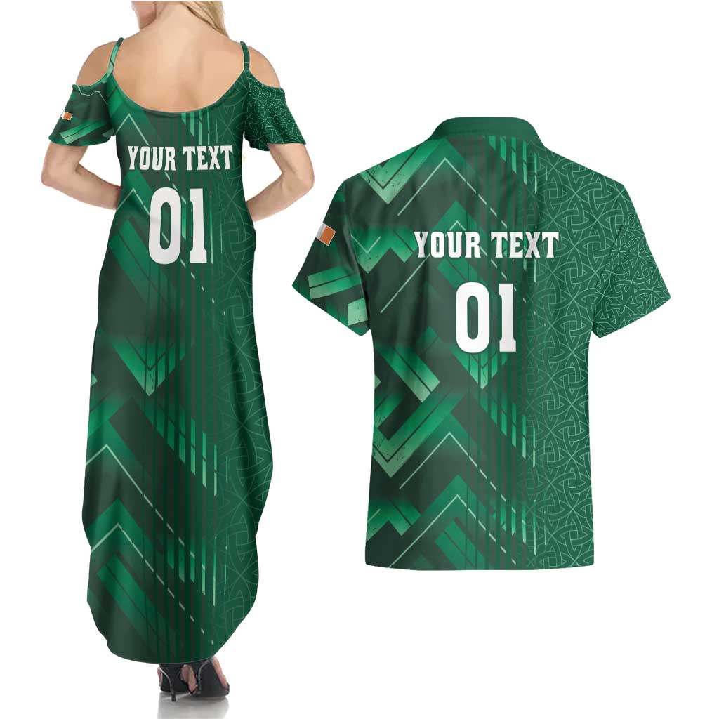 Ireland 2024 Rugby Couples Matching Summer Maxi Dress and Hawaiian Shirt Irish Shamrock Celtic Cross - Wonder Print Shop