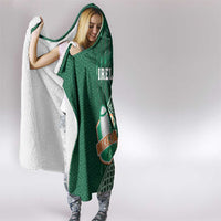 Ireland 2024 Rugby Hooded Blanket Irish Shamrock Celtic Cross