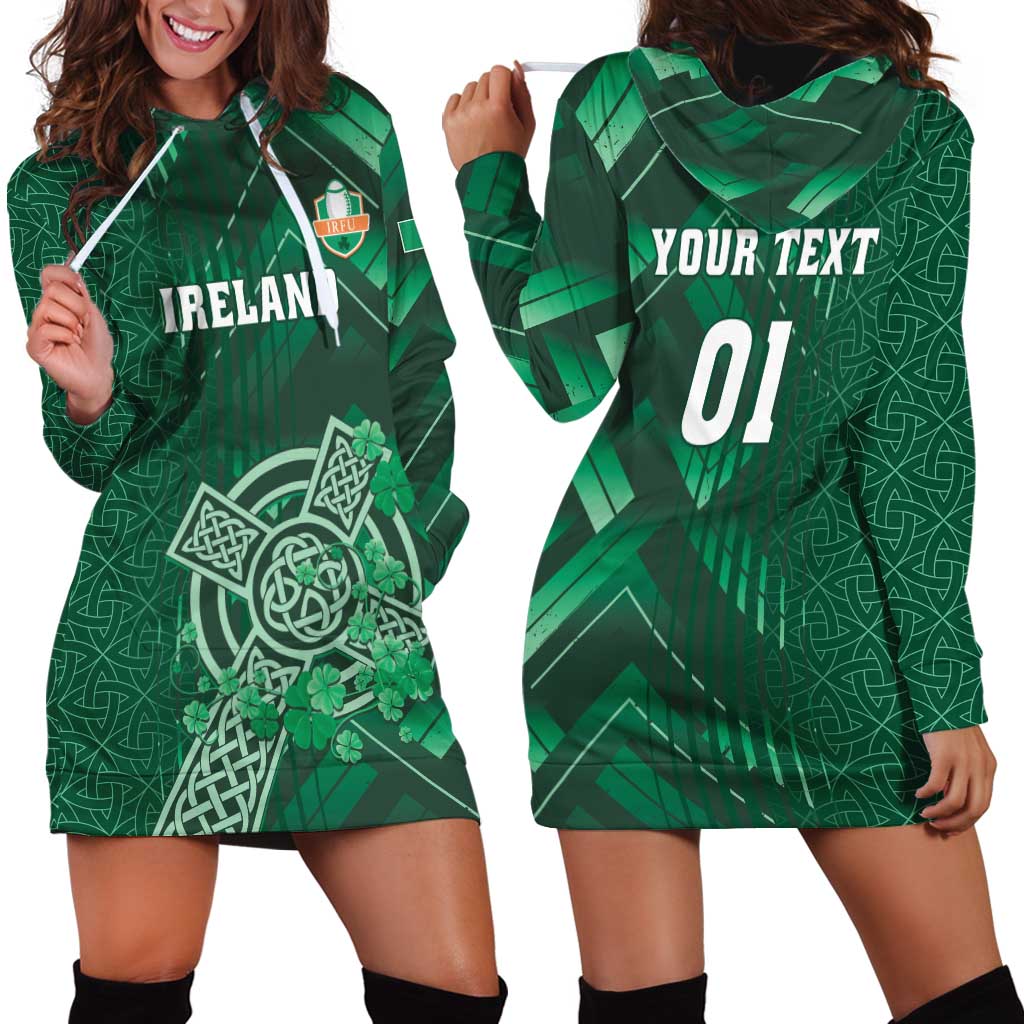 Ireland 2024 Rugby Hoodie Dress Irish Shamrock Celtic Cross - Wonder Print Shop