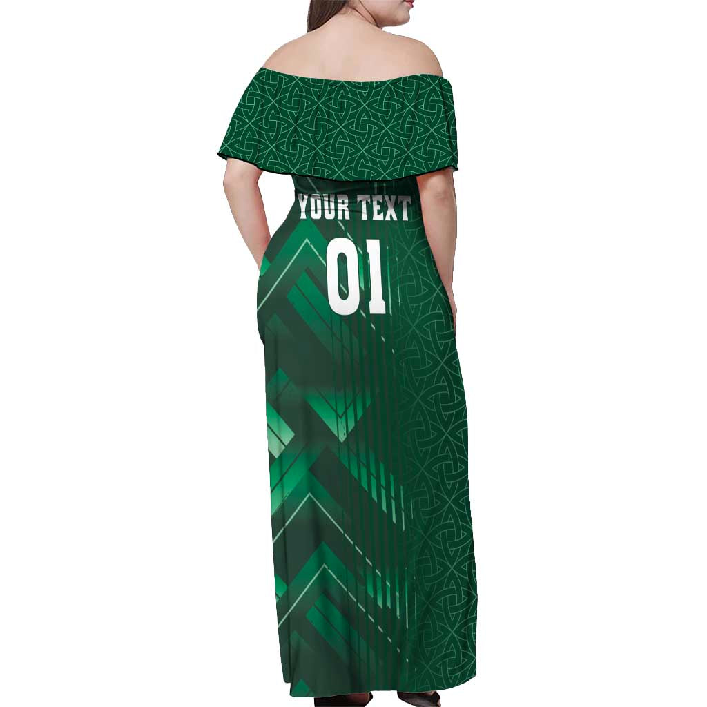 Ireland 2024 Rugby Off Shoulder Maxi Dress Irish Shamrock Celtic Cross - Wonder Print Shop