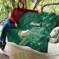 Ireland 2024 Rugby Quilt Irish Shamrock Celtic Cross - Wonder Print Shop