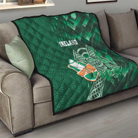 Ireland 2024 Rugby Quilt Irish Shamrock Celtic Cross - Wonder Print Shop