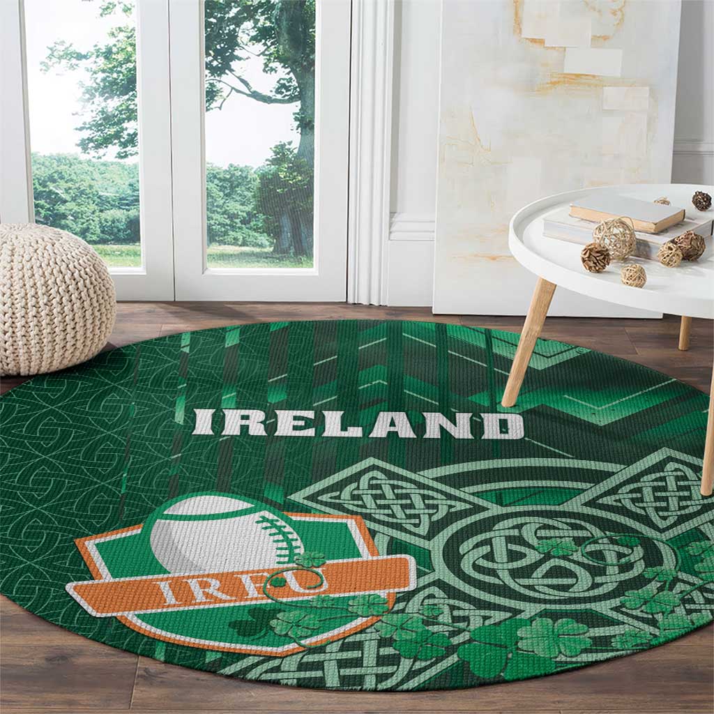 Ireland 2024 Rugby Round Carpet Irish Shamrock Celtic Cross