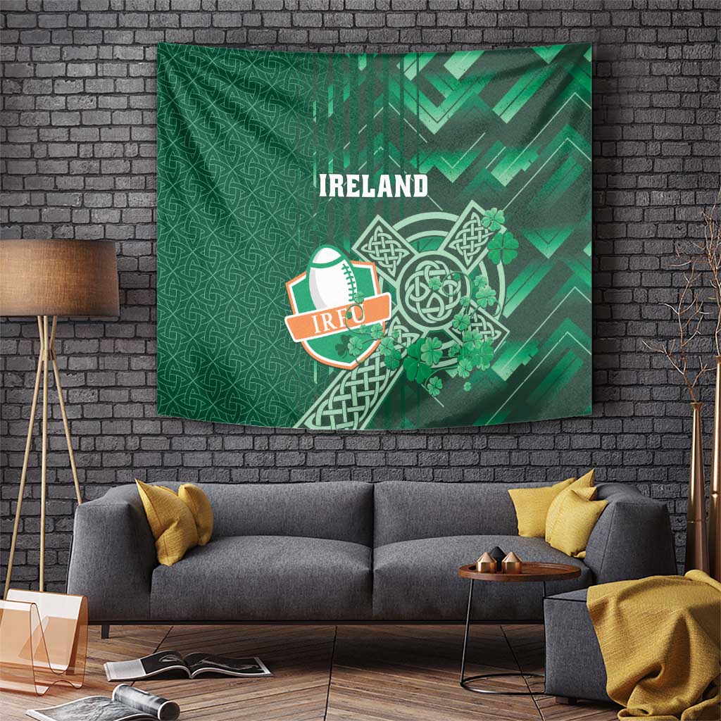 Ireland 2024 Rugby Tapestry Irish Shamrock Celtic Cross - Wonder Print Shop