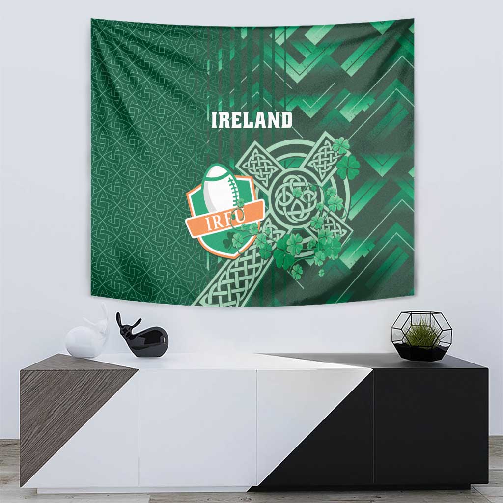 Ireland 2024 Rugby Tapestry Irish Shamrock Celtic Cross - Wonder Print Shop