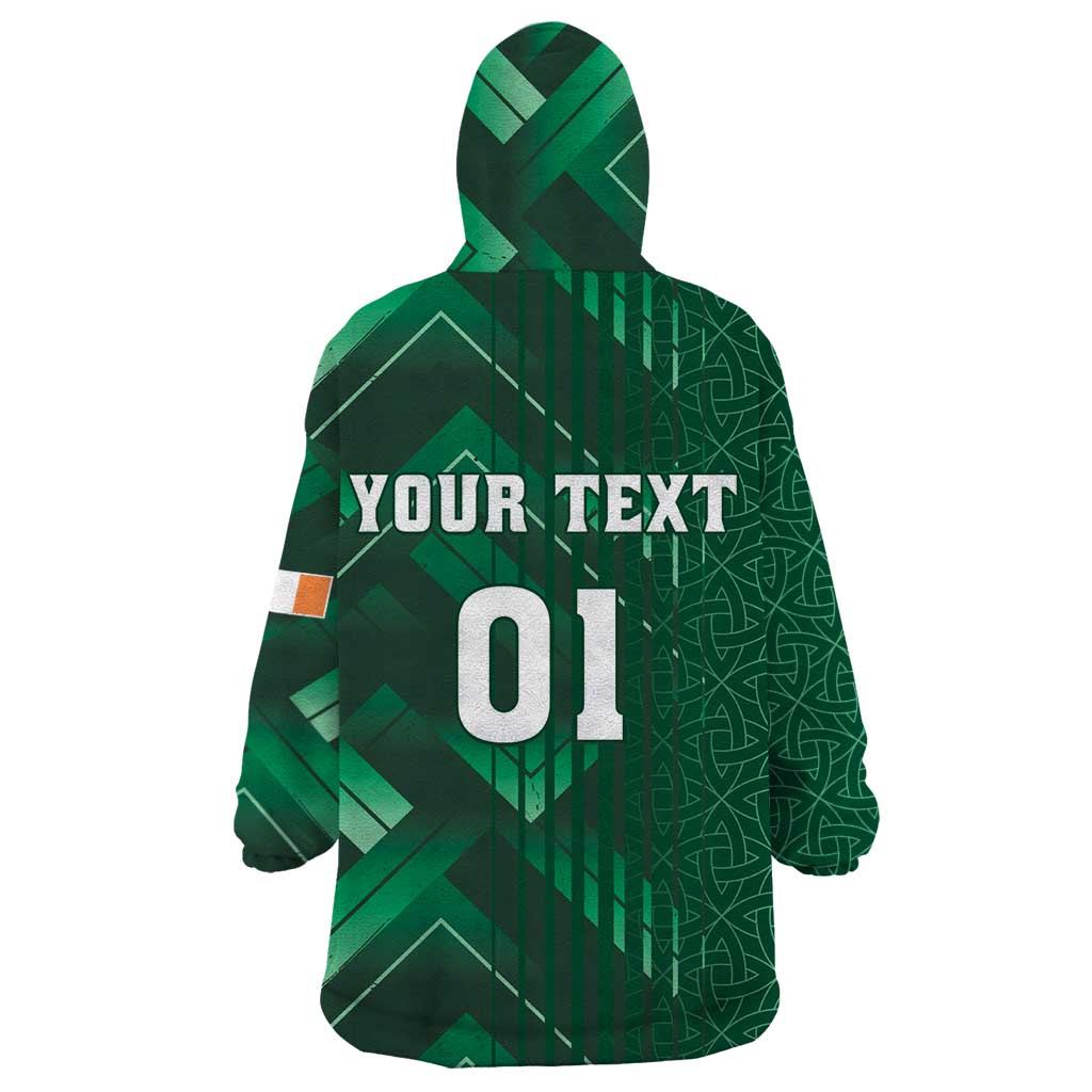 Ireland 2024 Rugby Wearable Blanket Hoodie Irish Shamrock Celtic Cross - Wonder Print Shop