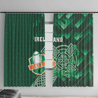 Ireland 2024 Rugby Window Curtain Irish Shamrock Celtic Cross - Wonder Print Shop