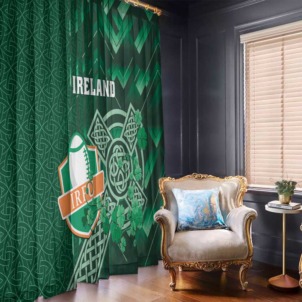 Ireland 2024 Rugby Window Curtain Irish Shamrock Celtic Cross - Wonder Print Shop