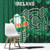 Ireland 2024 Rugby Window Curtain Irish Shamrock Celtic Cross - Wonder Print Shop