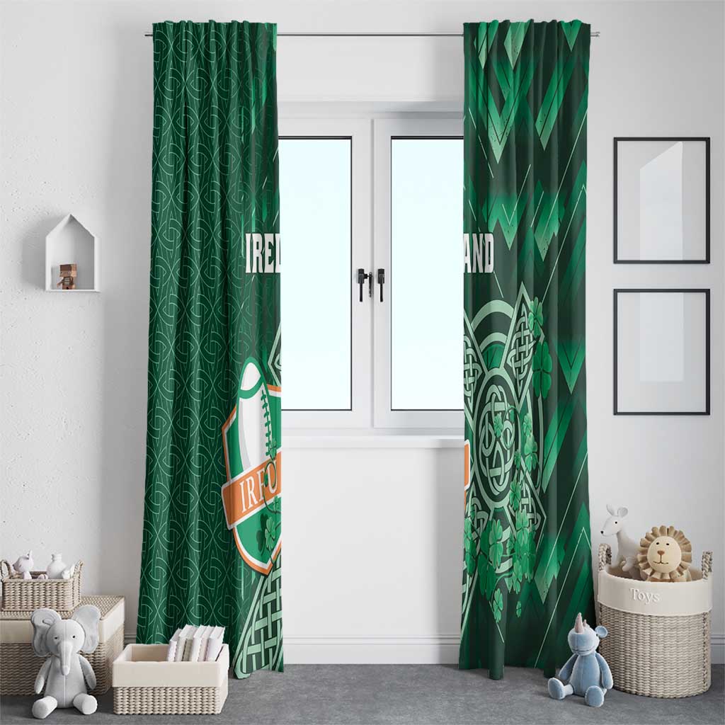 Ireland 2024 Rugby Window Curtain Irish Shamrock Celtic Cross - Wonder Print Shop