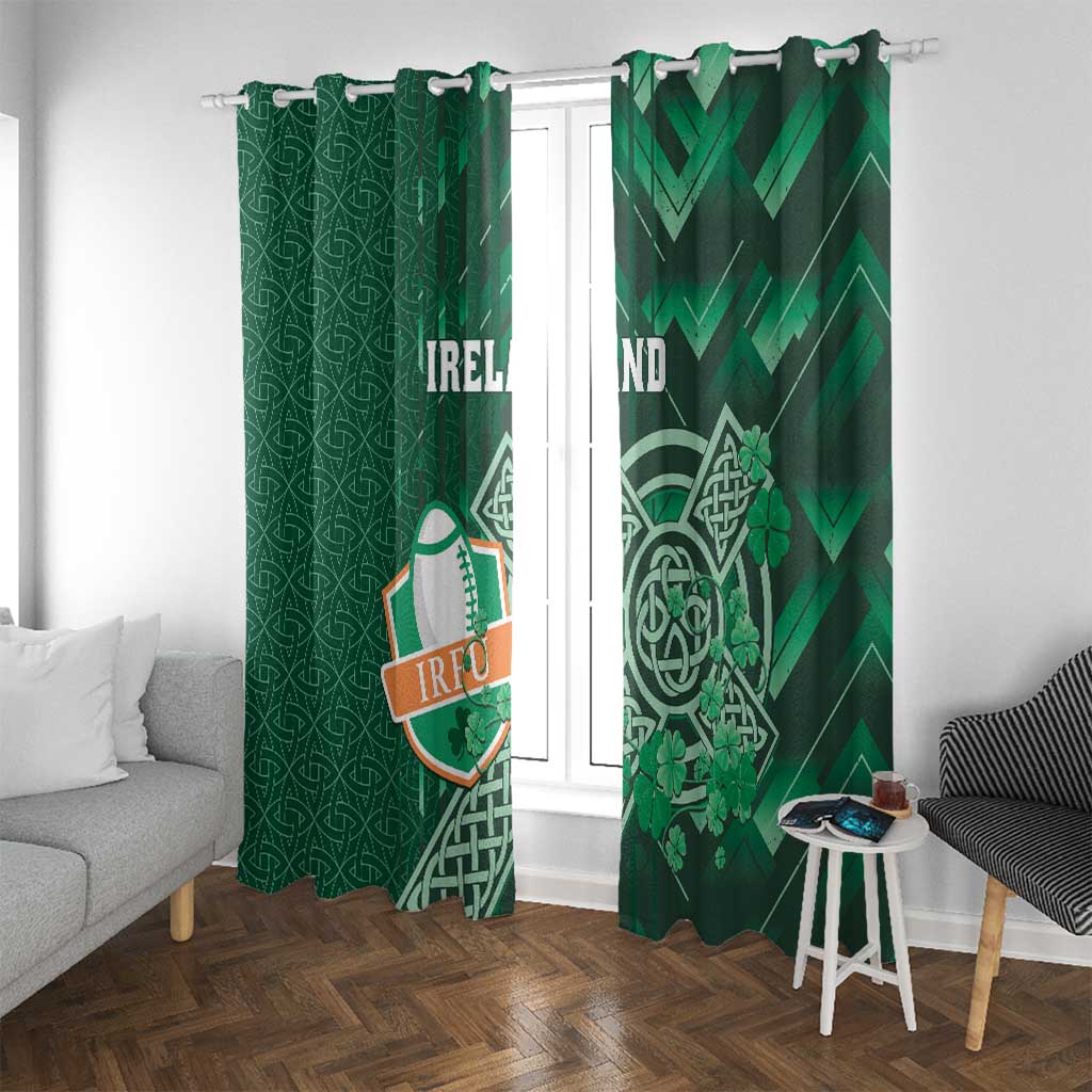 Ireland 2024 Rugby Window Curtain Irish Shamrock Celtic Cross - Wonder Print Shop
