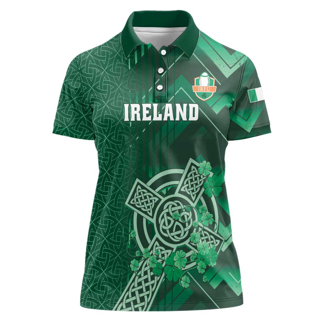 Ireland 2024 Rugby Women Polo Shirt Irish Shamrock Celtic Cross - Wonder Print Shop