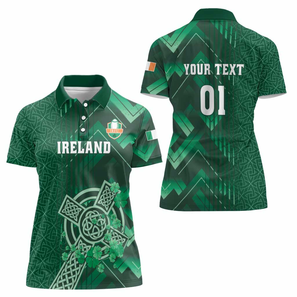 Ireland 2024 Rugby Women Polo Shirt Irish Shamrock Celtic Cross - Wonder Print Shop
