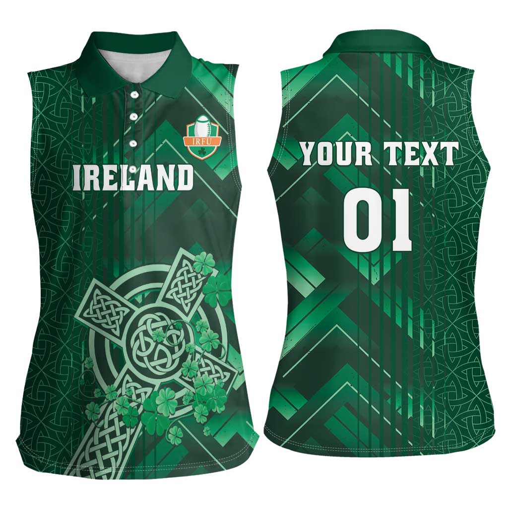 Ireland 2024 Rugby Women Sleeveless Polo Shirt Irish Shamrock Celtic Cross - Wonder Print Shop