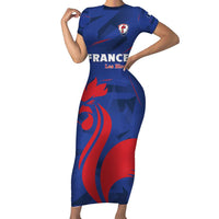 France 2024 Rugby Short Sleeve Bodycon Dress Bravo Les Bleus - Wonder Print Shop