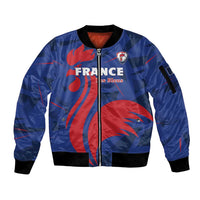 France 2024 Rugby Sleeve Zip Bomber Jacket Bravo Les Bleus - Wonder Print Shop