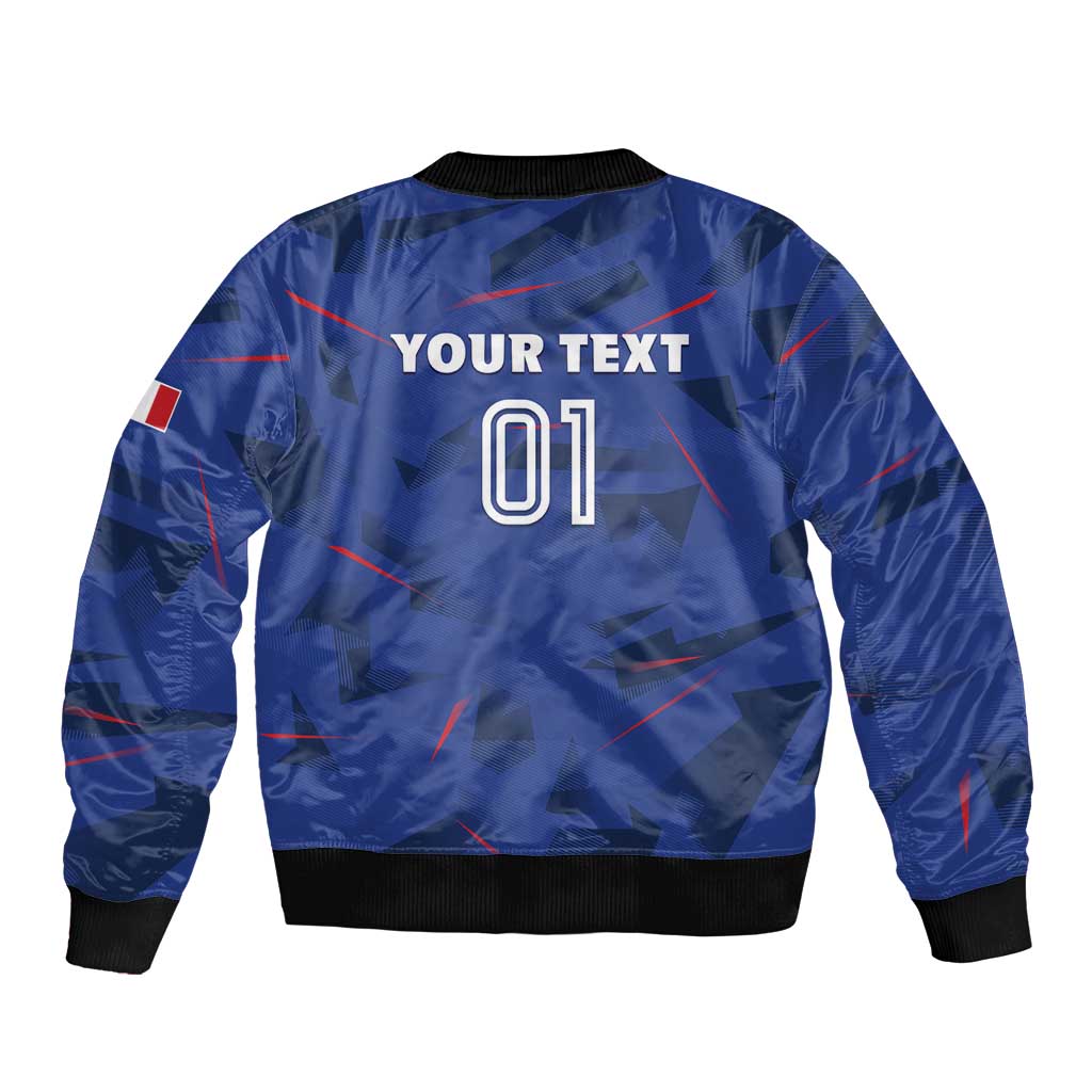 France 2024 Rugby Sleeve Zip Bomber Jacket Bravo Les Bleus - Wonder Print Shop